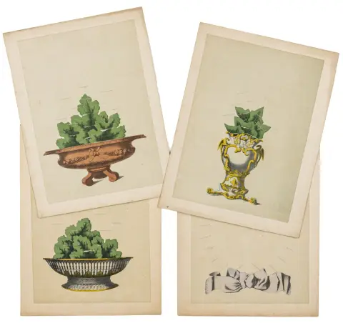 of Flowers. 4 indstikstavler og 47 (af 50) indstiksblomster i farvelitografi. Neuhaus, Jansky, omkring 1870. 33,5 x 26 cm.…