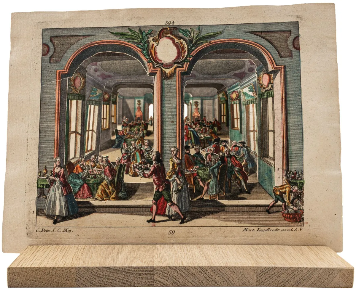 Jouets optiques – Engelbrecht, Martin. Société de jeu et de tabac. Théâtre en perspective avec 6 (au lieu de 7) décors