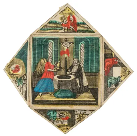 1754 (1) og 1801-21 (7). Hver ca. 16 x 15 cm, foldet ca. 7,5 x 7,5 cm. Tre små breve trykt hos C. G. Hofmann i Waldenburg, tre...