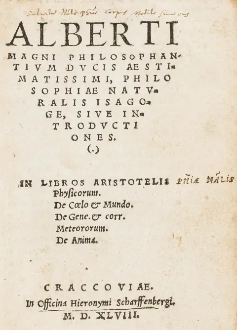 Albertus Magnus – Alberti Magni philosophantium ducis aestimatissimi. Philosophiae naturalis isagoge, sive introductiones. In libros Aristotelis physicorum, de coelo et mundo, de gene. et corr. meteororum, de anima.