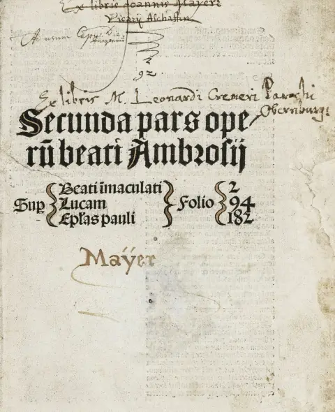 Ambrosius af Milano – Diui Ambrosij Episcopi Mediolanensis omnia opera denuo accuratissime reuisa et nouiter impressa ... Conradus…