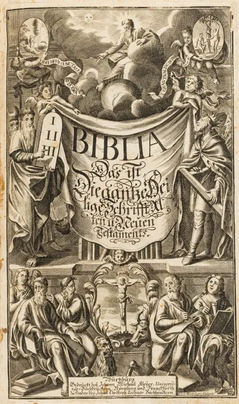 Biblia germanica – Sacra Biblia. Det er: hele den hellige Skrift, Det Gamle og Det Nye Testamente ... oversat af D. Johann…
