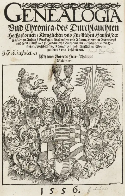 Om Anhalt, grever af Ballenstedt og Ascania, herrer af Bernburg og Zerbst, indtil år 1055, i seks bøger, med mange smukke gamle…