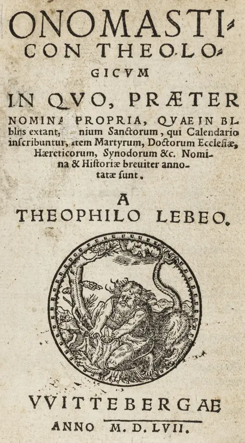 Onomasticon theologicum: navne og historier om helgener, martyrer, kirkelærere, kættere og synoder