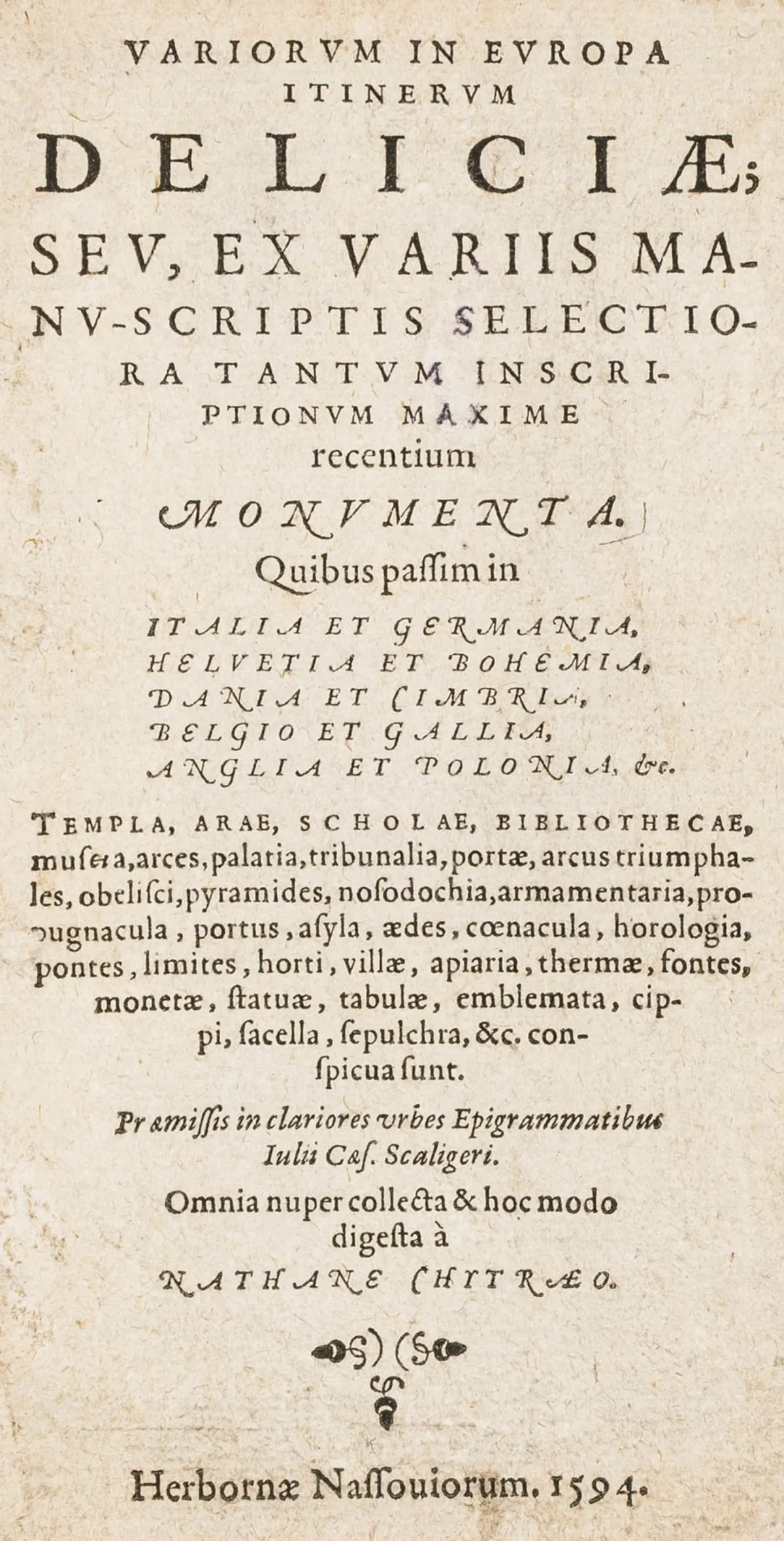 Chytraeus, Nathan – Variorum in Europa itinerum deliciae