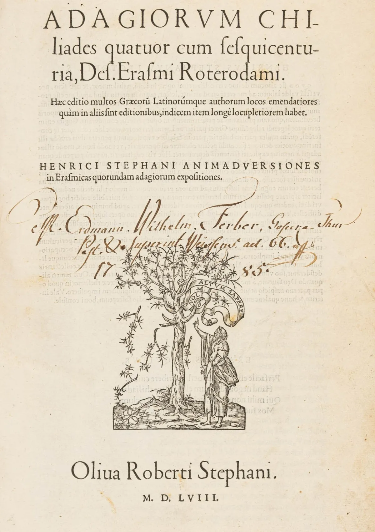 Erasmus Roterodamus, Desiderius – Adagiorvm Chiliades quatuor cum sesquicenturia