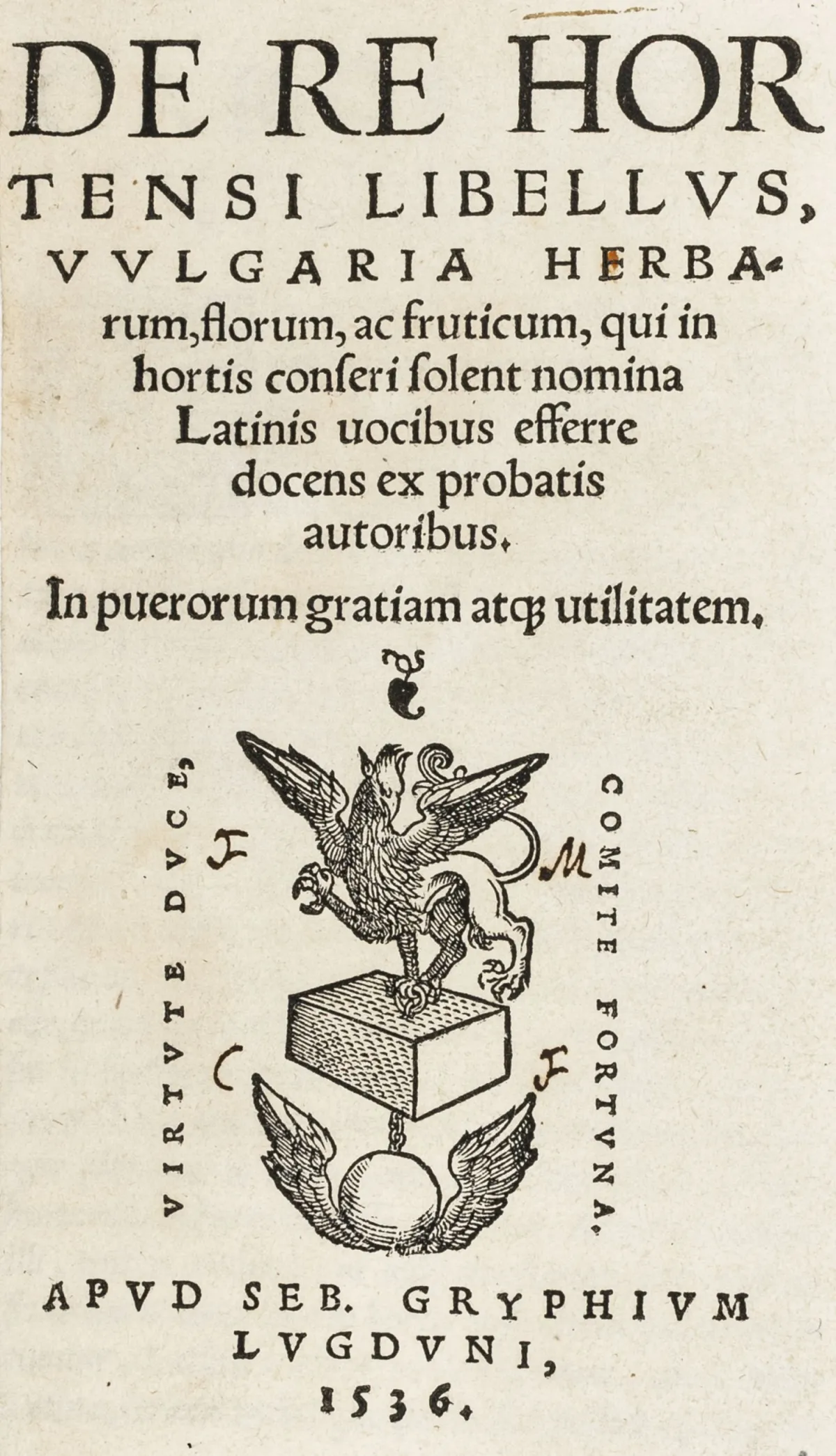 Estienne, Charles – De re hortensi libellus。园中常见草本、花卉与灌木的俗名，以拉丁文表述…