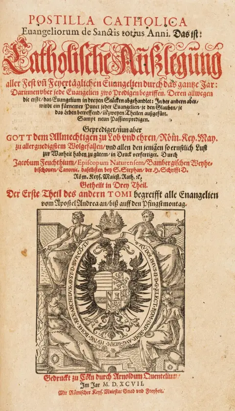 Feucht, Jacob – Postilla catholica evangeliorum de Sanctis totius anni. Det er: Katolsk udlægning af alle fest- og helligdags…
