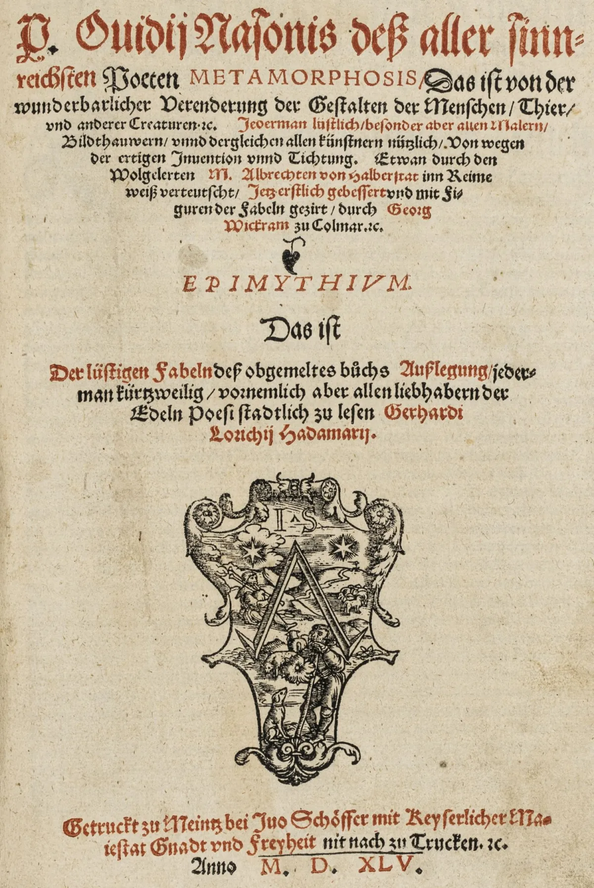 奥维德·纳索，普布利乌斯 – P. Ovidii Nasonis Metamorphosis，即关于人、动物及其他造物形态奇妙变化之书，…