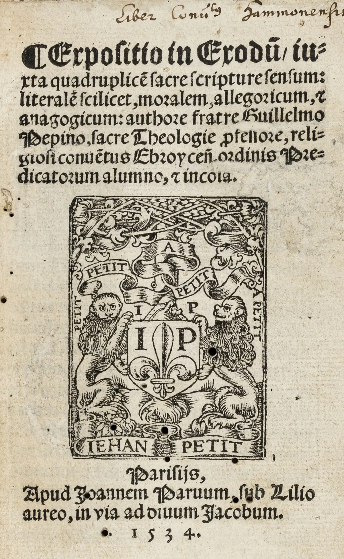 Pépin, Guillaume – Expositio in Exodum, iuxta quadruplicem sacre scripture sensum