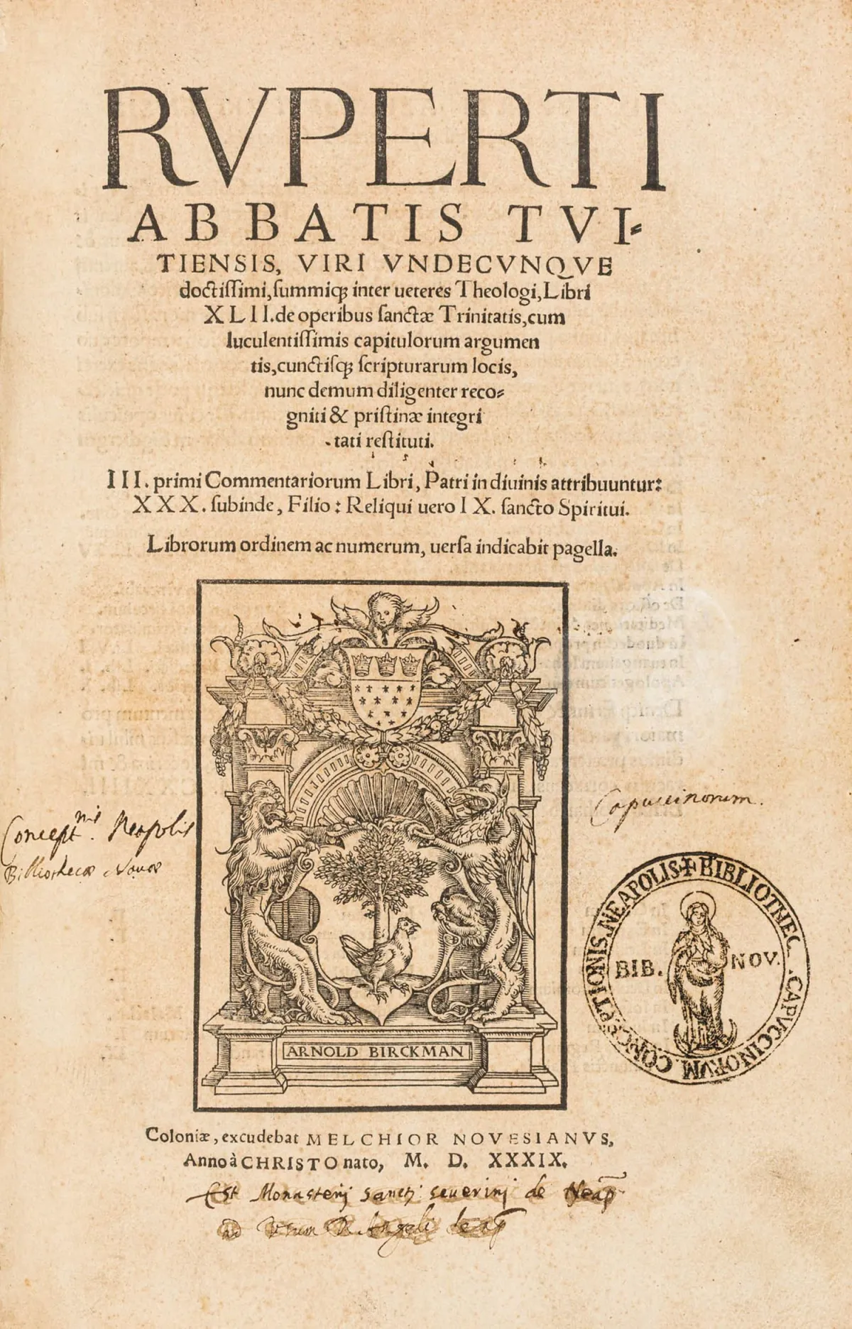Rupert von Deutz – De operibus sanctae Trinitatis, med klare kapitelargumenter