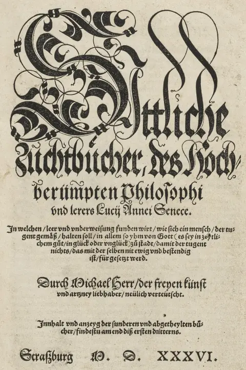 Seneca, Lucius Annaeus – Den høyt berømte filosof og lærer Lucius Annaeus Senecas sedelige oppdragelsesbøker. I hvilke det finnes lære og...