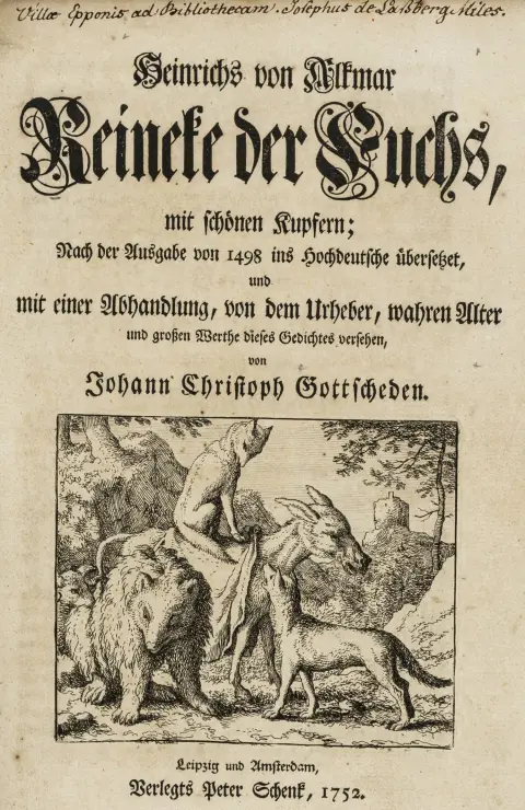 Alkmar, Heinrich von – Reineke der Fuchs med vakre kobberstikk; etter utgaven fra 1498 oversatt til høytysk, og med en…