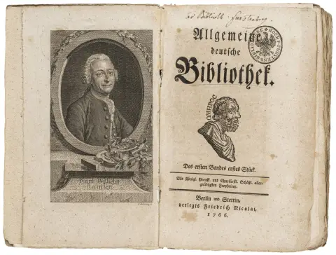 Allgemeine Deutsche Bibliothek – utgitt av Friedrich Nicolai. 118 bind og 21 bind "Tillegg" og registre. Og: Neue Allgemeine…
