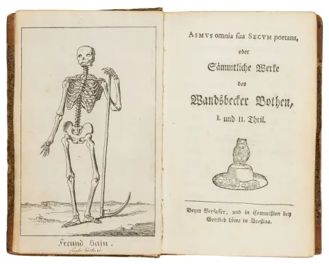 Claudius, Matthias – Asmus omnia sua secum portans, oder Sämmtliche Werke des Wandsbecker Bothen. 8 भाग और भाग 5 का परिशिष्ट, 7…