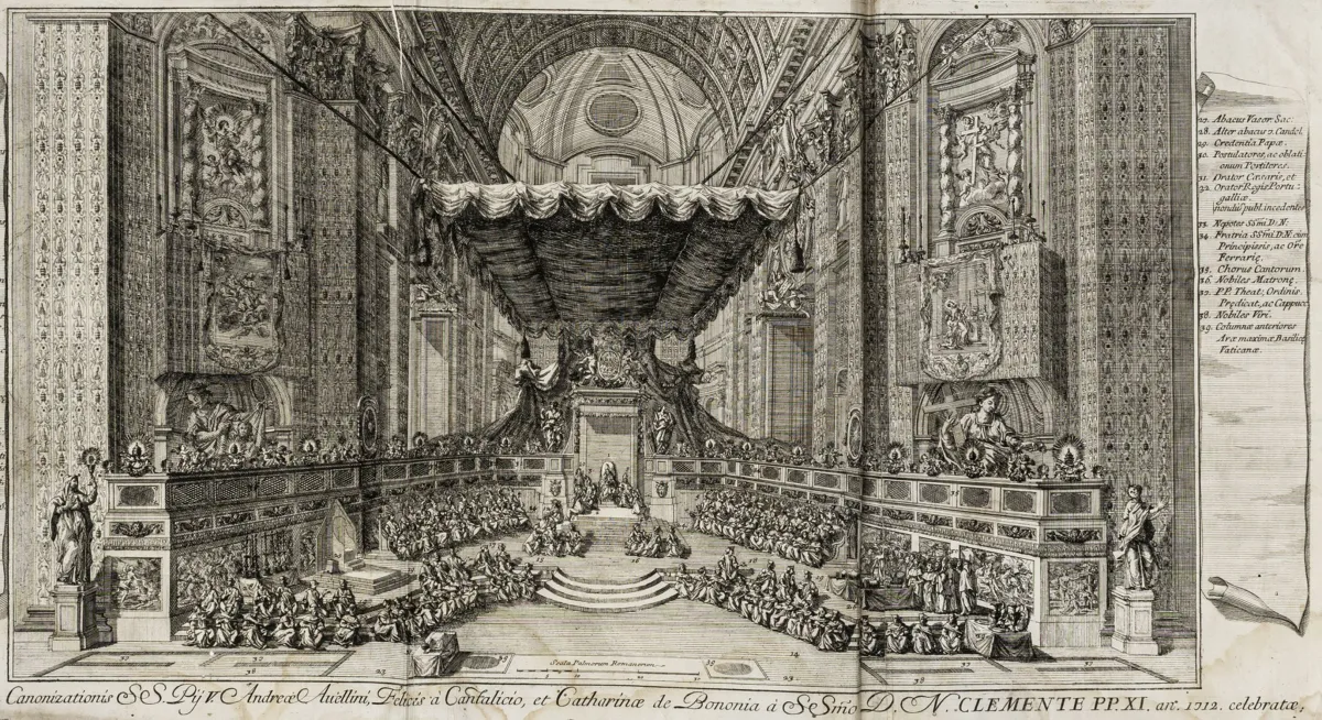 Festbücher – Chiapponi, Giustiniano. Acta canonizationis sanctorum Pii V. Pont. Max., Andreae Avellini, Felicis à Cantalicio, & Catharinae…