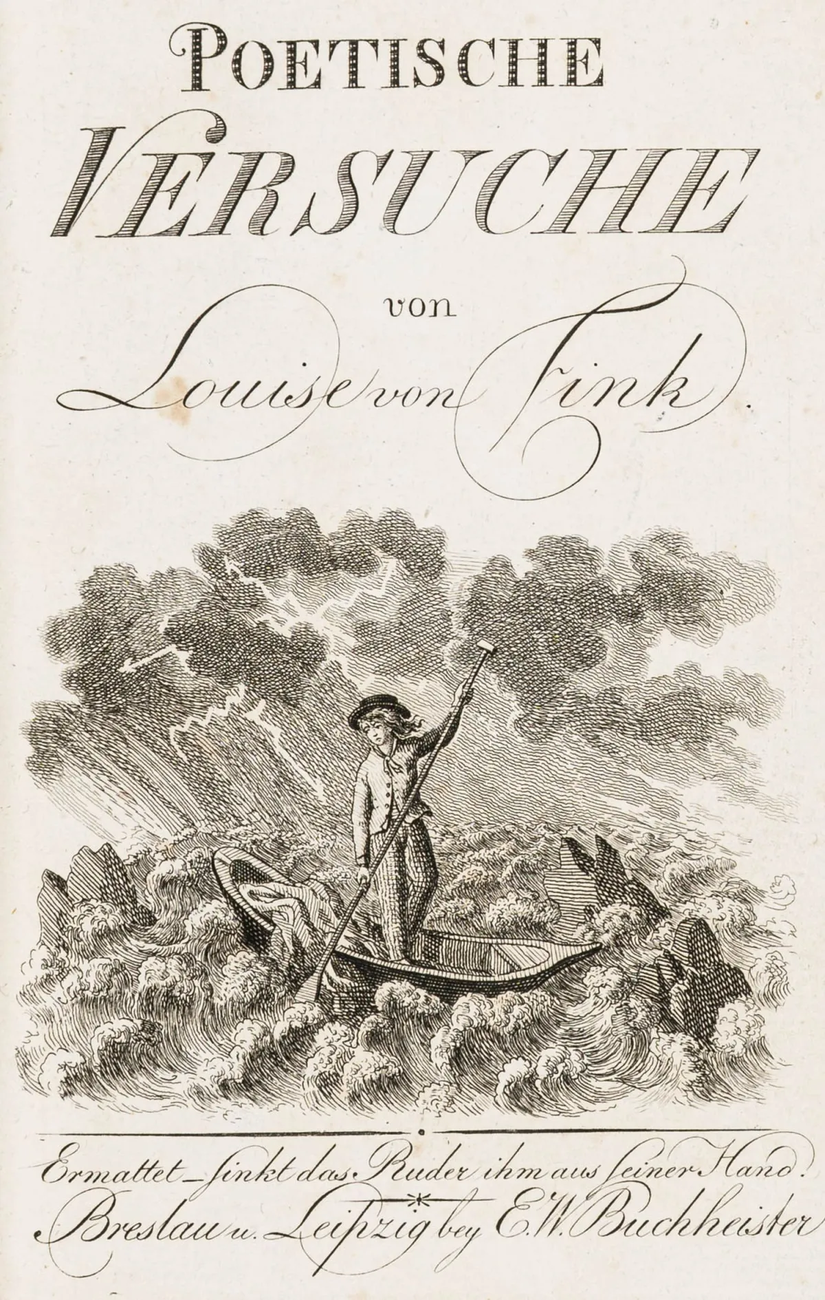 Fink, Louise von – 诗歌尝试。附铜版书名页带饰图及铜版结尾饰图。布雷斯劳和莱比锡，…