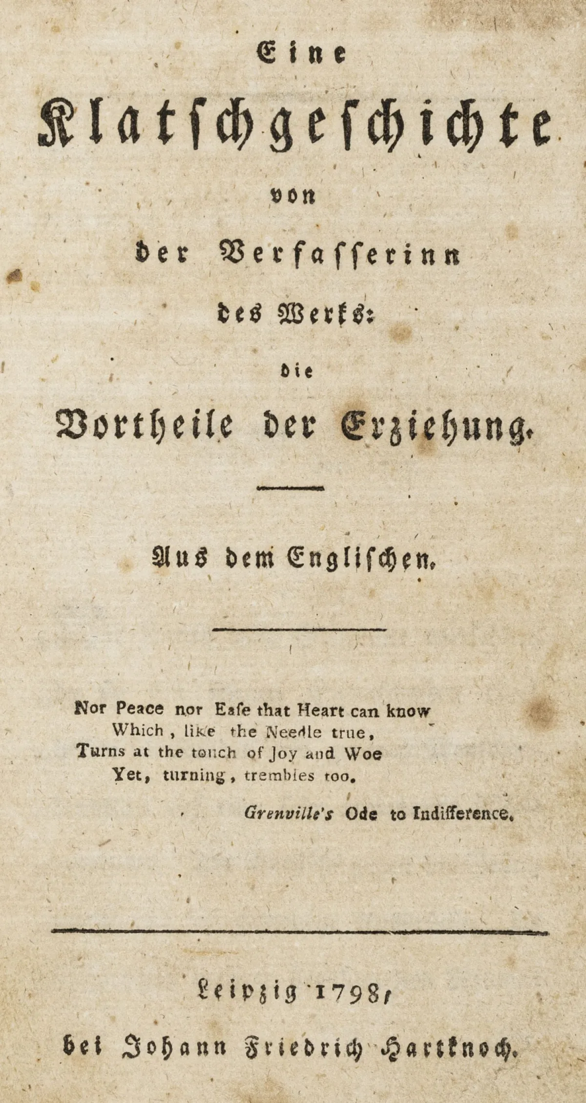 Merkel, Garlieb Helwig – 一部八卦故事,作者为《Vortheile der Erziehung》一书的作者。译自英文。莱比锡,…