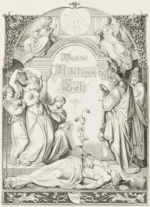 Der Nibelunge Lied – Daz ist der Nibelunge Liet. Aftrykk av friherre Joseph von Laßbergs håndskrift. Med etterord av Hermann…