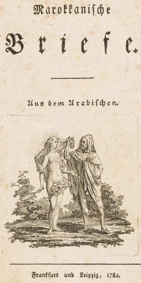 Pezzl, Johann – Marokkanske brev. Fra arabisk. Med stukket tittelvignett. Frankfurt og Leipzig (dvs. Wien), 1785. 255 s.
