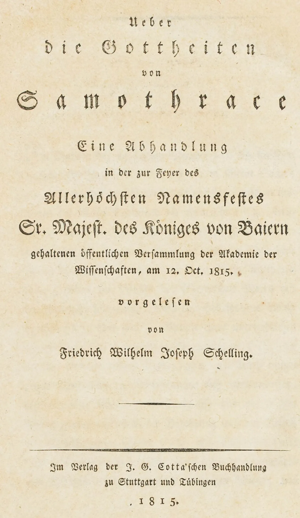 Filosofie – Schelling, Friedrich Wilhelm Josef von. Despre divinitățile din Samothrace. Un tratat ținut la…