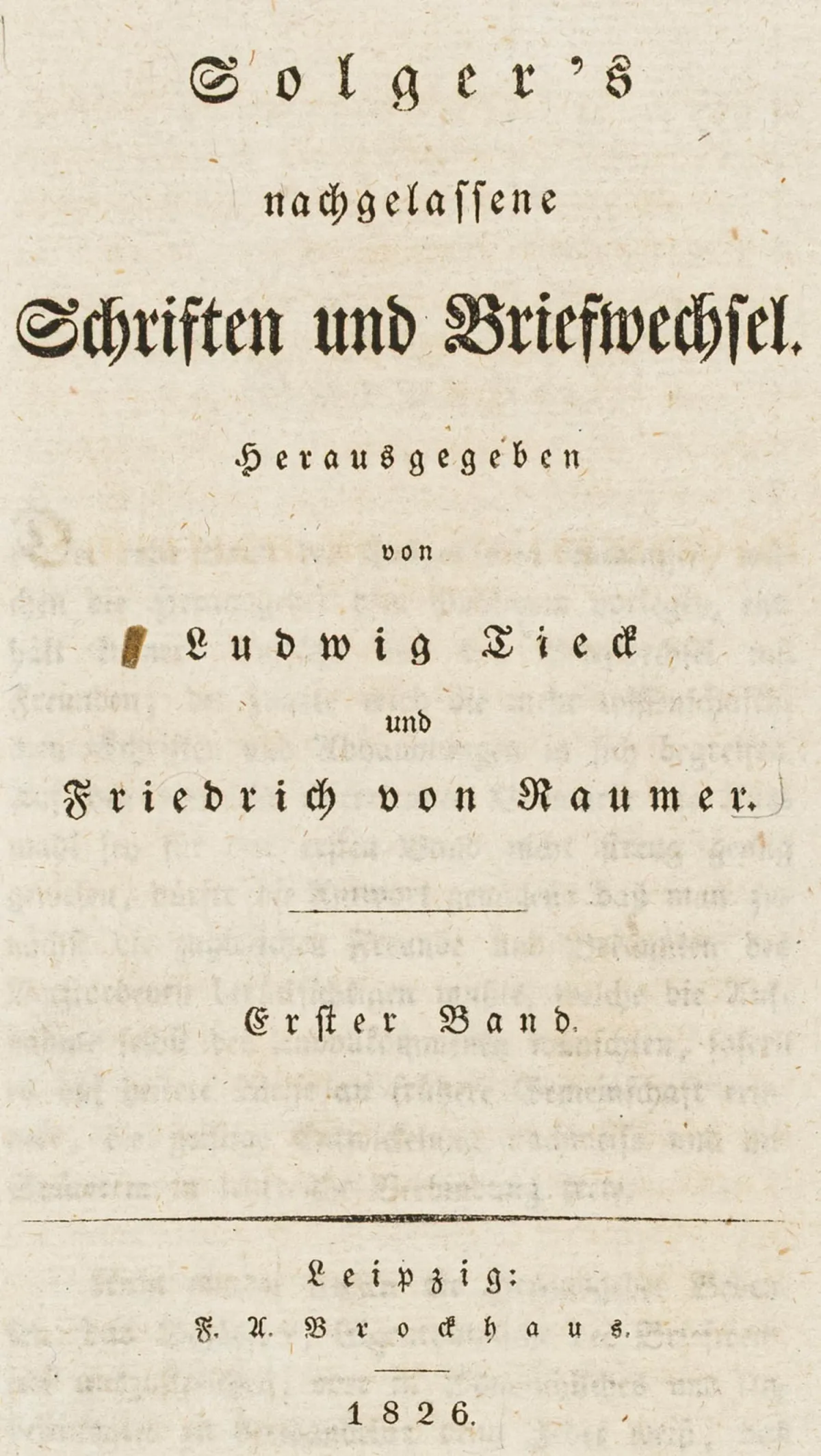 哲学 – Solger, Karl Wilhelm Ferdinand. 遗著与书信集。由 Ludwig Tieck 和 Friedrich von… 编辑