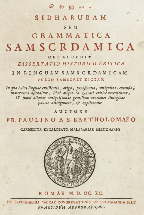 Sprogvidenskab – Paulinus a S. Bartholomaeo. Sidharubam seu Grammatica Samscrdamica. Cui accedit dissertatio historico-critica in...