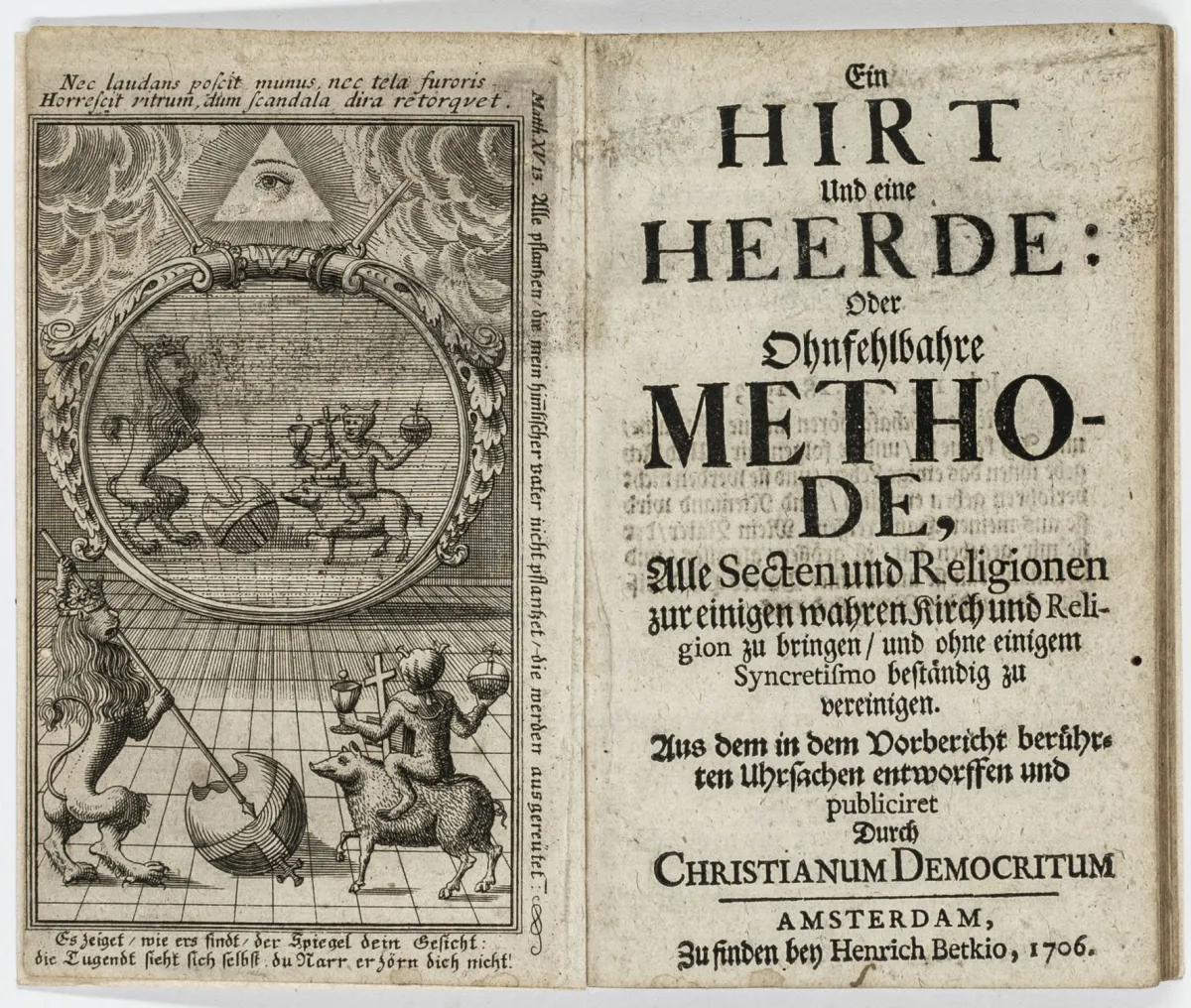 神学 – Dippel, Johann Conrad. 一个牧人和一群羊：或使所有教派和宗教归于唯一真教会…的可靠方法