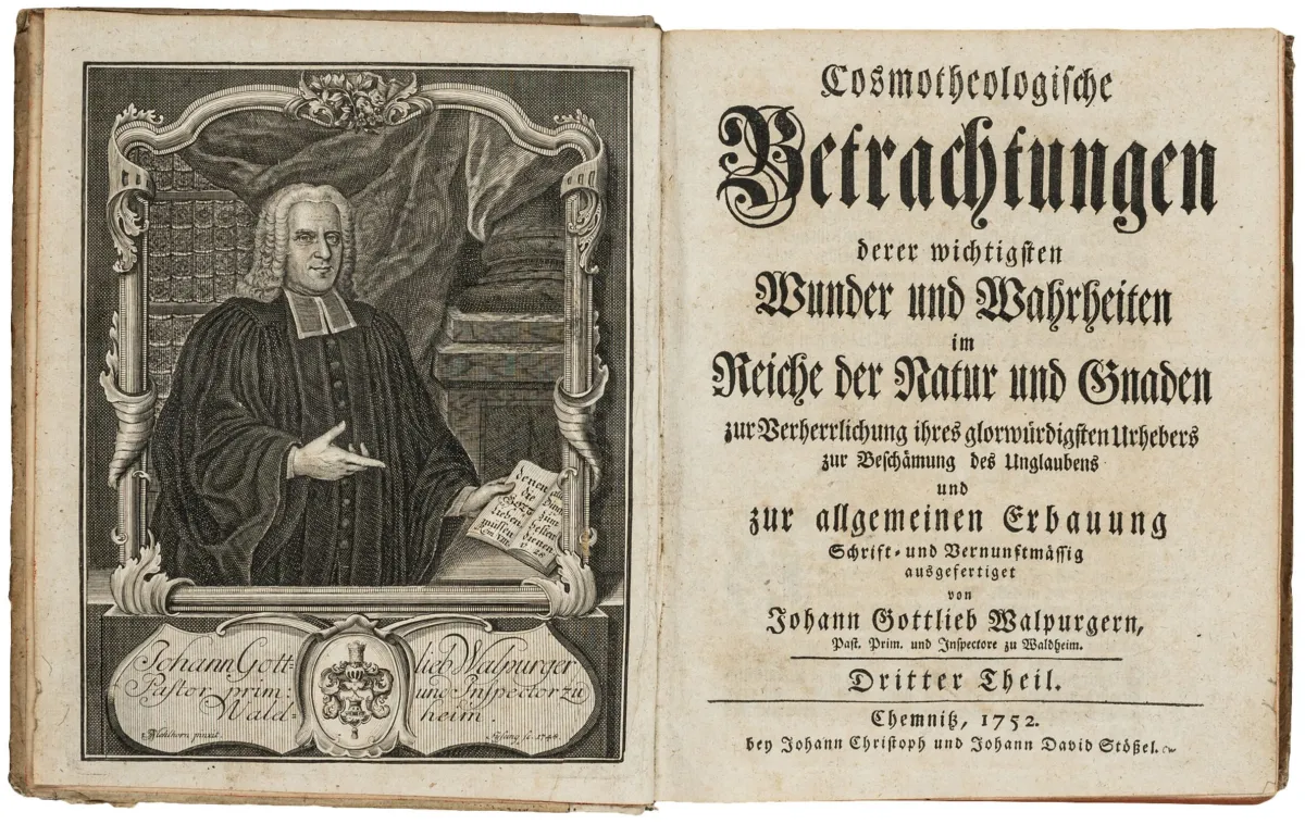 神学 – Walpurger, Johann Gottlieb. 关于自然与恩典领域中最重要的奇迹与真理的宇宙神学沉思…