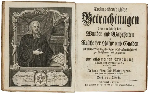 Teologi – Walpurger, Johann Gottlieb. Kosmoteologiske betragtninger over de vigtigste undere og sandheder i naturens og nådens rige og…