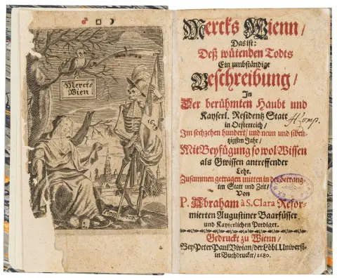 Dødedans – Abraham a Sancta Clara (dvs. Johann Ulrich Megerle). Merck's Wien, det er: Den rasende Døds udførlige beskrivelse i…