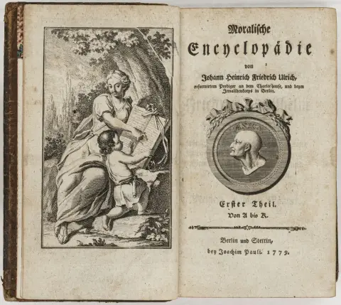 Ulrich, Johann Heinrich Friedrich – Moralsk encyklopædi. 3 bind. Med stukket frontispice og 3 stukkede titelvignetter. Berlin…