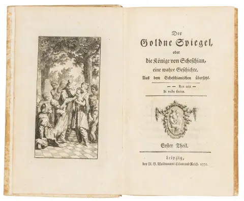 Wieland, Christoph Martin – Det gyldne spejl eller kongerne af Scheschian, en sand historie. Oversat fra scheschiansk.…