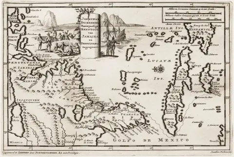Atlas – Aa, Pieter van der. Samling af 113 kobberstukne kort fra: "Naaukeurige Versameling der Gedenk-waardigste Zee en Land-reysen, na…"