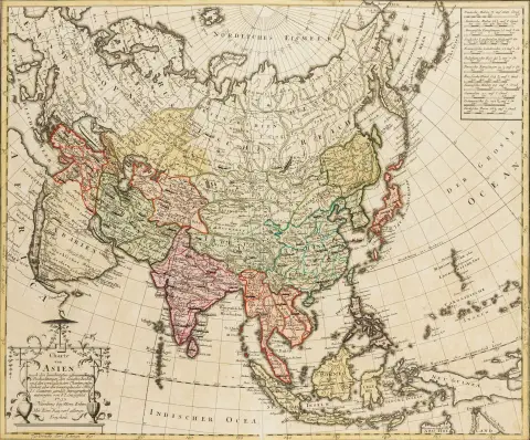 Atlas – Homann Erben. Atlas compendiarius seu ita dictus scholasticus minor. Stukket titel, 1 dobbeltsidet gammelkoloreret…