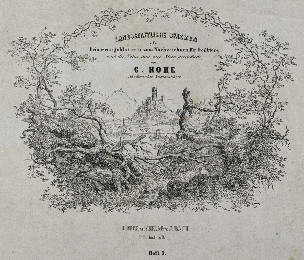 德国 - 北莱茵-威斯特法伦州 – Hohe, Christian. 风景素描作为纪念页及供熟练者临摹…