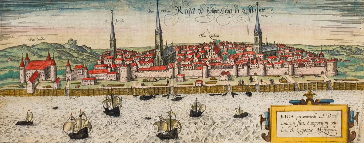 欧洲 - 波罗的海 – Riga, percommode ad Duna amnem sita, Emporium celebre, et Livoniae Metropolis. 里加,利沃尼亚首府。…