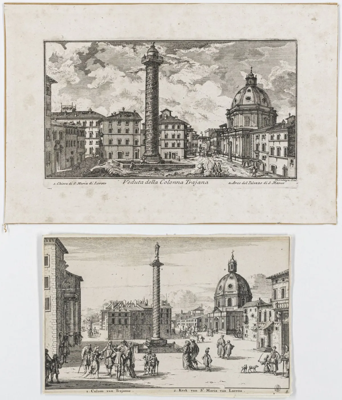 欧洲 - 意大利 – Swidde, Willem. Colom van Trajanus. 出自：Voornaamste Gebouwen Vande Tegenwoordige Stadt Romen 第5幅。铜版画…