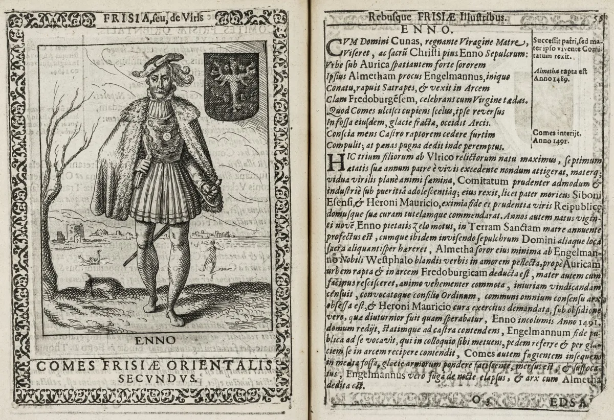 欧洲 - 荷兰 – Hamconius, Martin. Frisia seu de viris rebusque Frisiae illustribus libri duo。带木刻标题小插图、1…