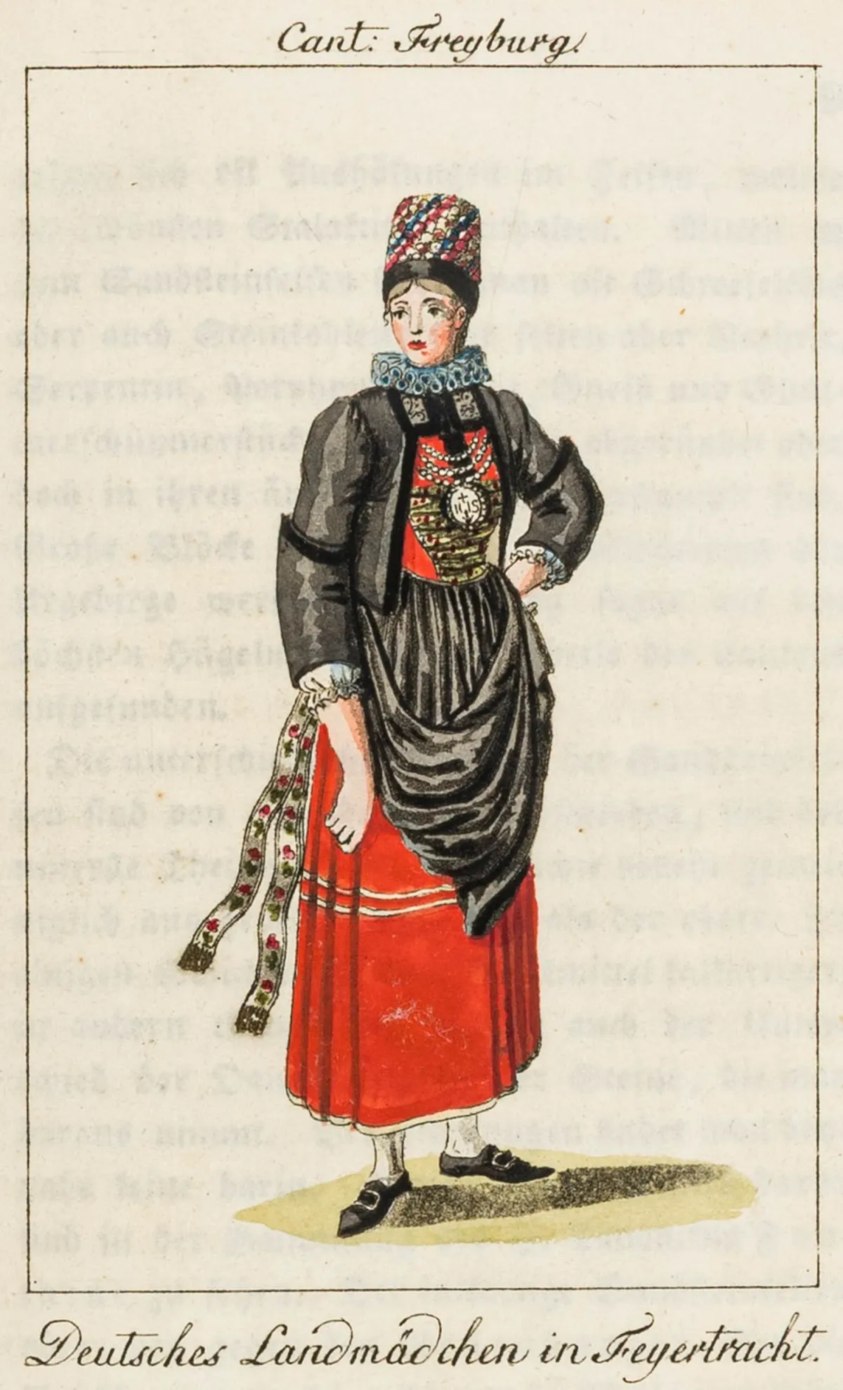 欧洲 - 瑞士 – Helvetischer Almanach für das Jahr 1810. 含雕版标题页、4 幅手工上色服饰铜版画、7 幅（4 幅可展开）…