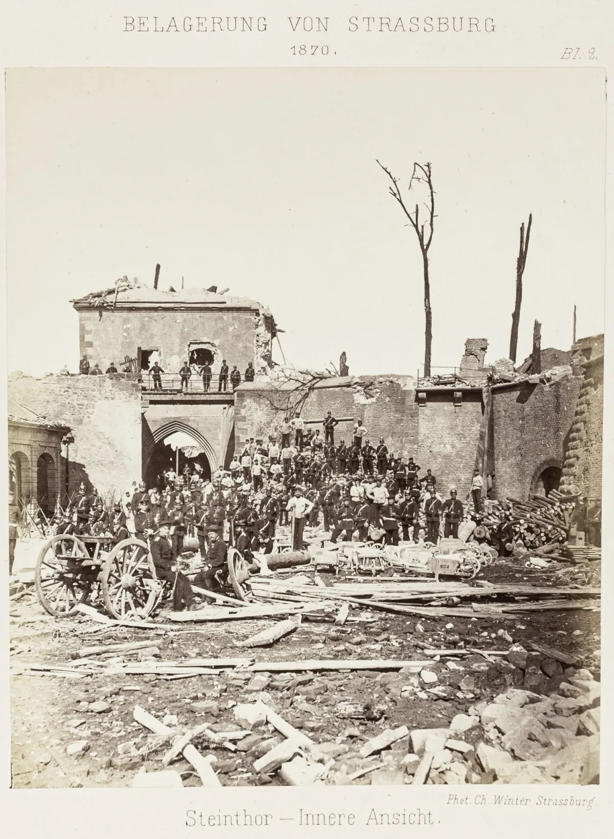 法国 – Winter, Charles。1870年斯特拉斯堡围城。二十张照片，拍摄缺口、通道、城门及其他军事重要景观