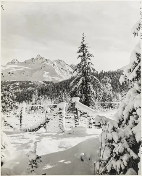 USA – Alaska. Album med 85 originale fotografier. Vintages. Sølvgelatine. Indsatte. ACME Visible Records Inc., ca. 1945. Tidens læder.