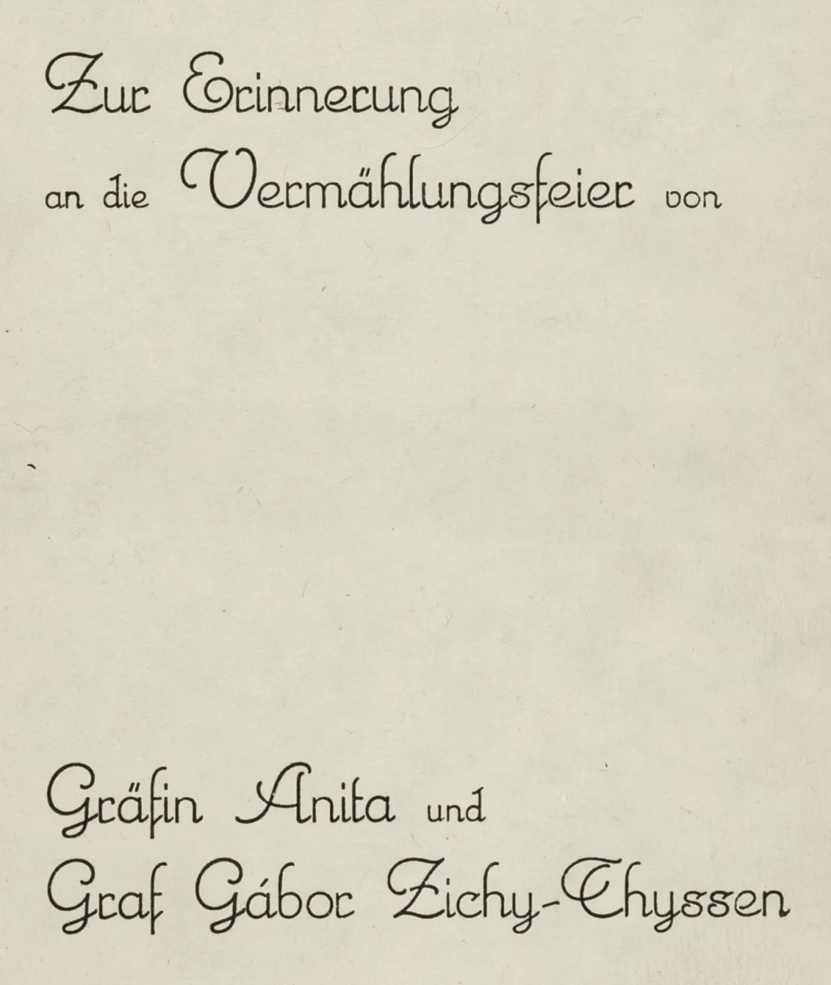 杂项 – Zichy-Thyssen，Anita 伯爵夫人。纪念 Anita 伯爵夫人与 Gábor Zichy-Thyssen 伯爵婚礼。含 88…
