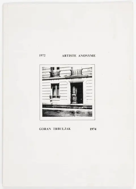 Avantgarde - Østeuropa – Trbuljak, Goran. 1972 Artiste Anonyme. Med enkelte fotografiske gengivelser. Zagreb, Galerijabsuvremene…