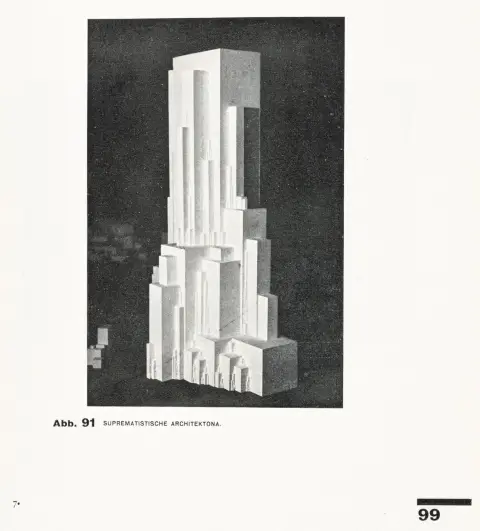 Bauhaus – Malevitj, Kasimir. Den genstandsløse verden. (Oversat af A. von Riesen). Med talrige illustrationer. München, Langen,…
