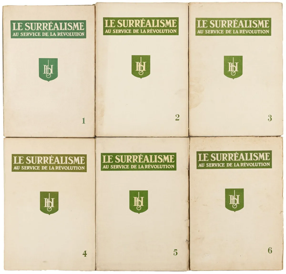 布勒东，安德烈（编）– Le Surréalisme au Service de la Révolution。第1-6期（全部已出版）。附大量插图。巴黎，……