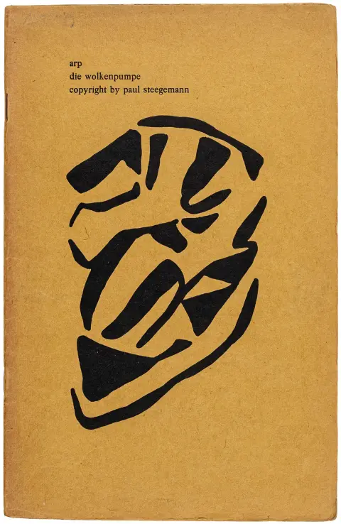 DADA – Arp, Hans. die wolkenpumpe. (Digte). Hannover, Steegemann, 1920. 12 u.num. blade, 2 u.num. blade (annoncer). 23,5 x 15,2 cm.
