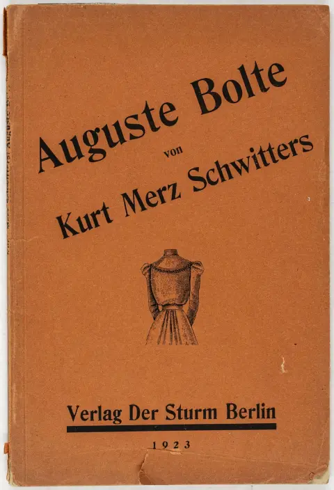 DADA – Schwitters, Kurt. Auguste Bolte. Tran Nr. 30 (en leverpostej). Med titelvignet (gentaget på foromslaget). Berlin, Der Sturm, 1923.