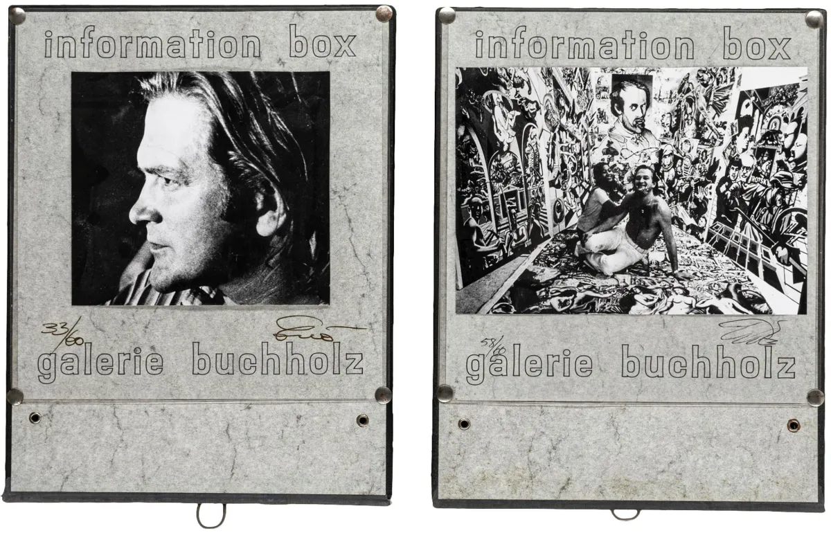 Erró(即:Gudmundur Gudmundsson)– Information Box 1-2。2 个档案盒,每个含 2 x 24 张幻灯片,以及多本书籍、目录、海报等