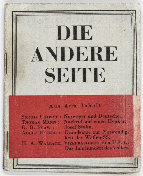 Eksil – Mann, Thomas. Die andere Seite. Første hæfte (af 4). Med enkelte illustrationer. London, Britisk Propagandaafdeling, 1942. 32 s.
